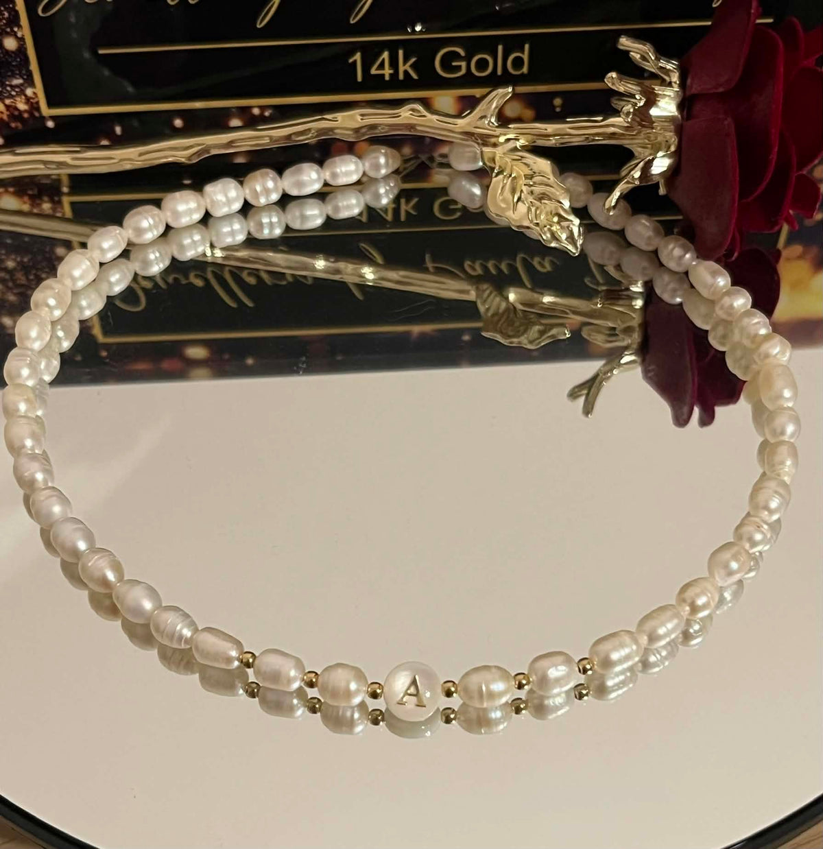 Pearl initial necklace