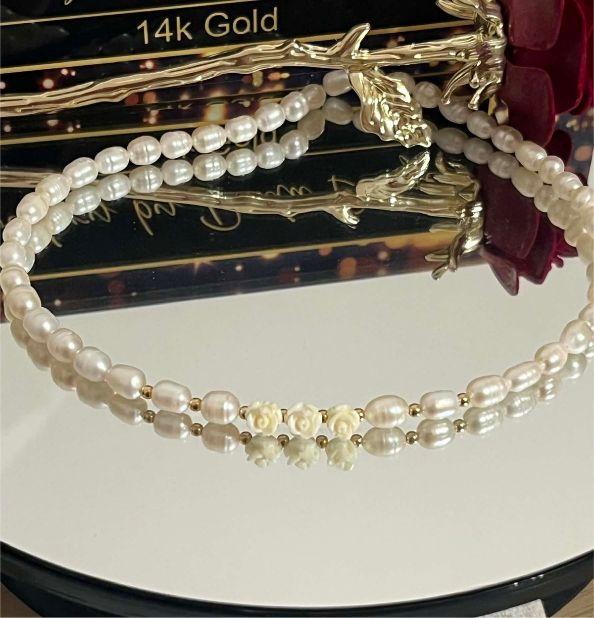 White rose necklace