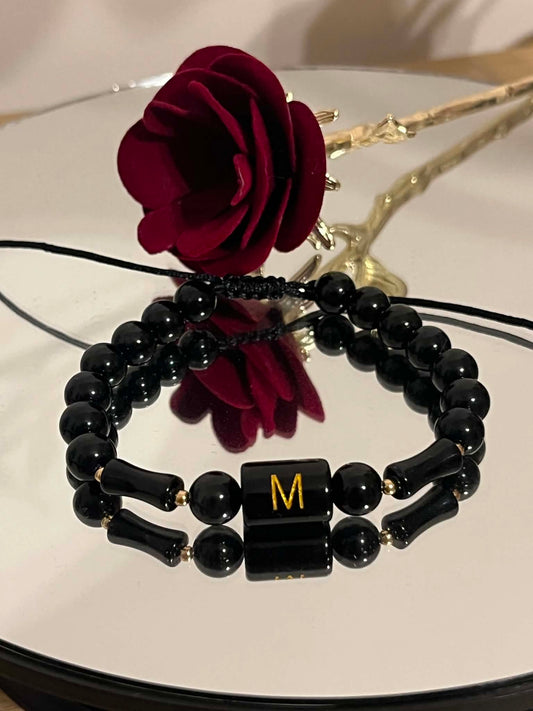 Black initial bracelet