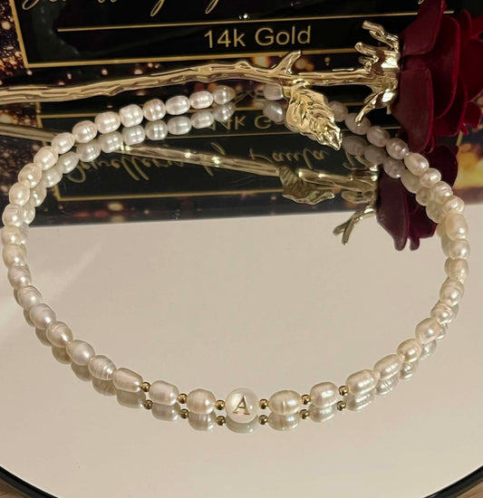 Pearl initial necklace