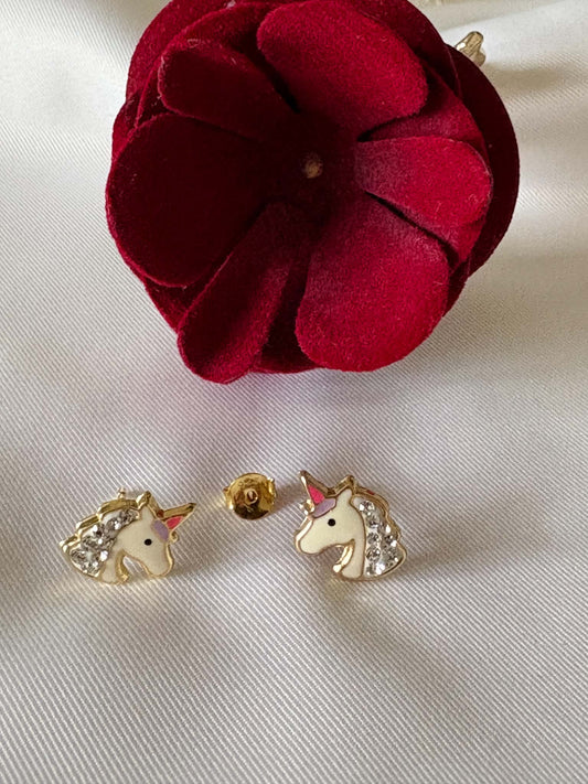 White unicorn earrings