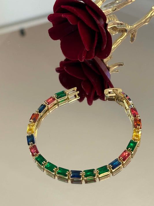 Multi coloured tennis bracelet