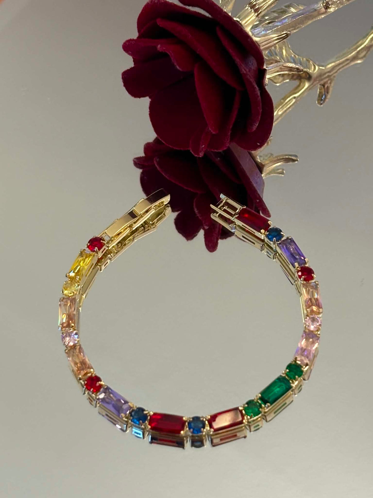 Multi coloured tennis bracelet
